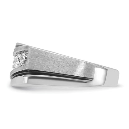 IB Goodman 10k White Gold Mens Polished/Satin/Grooved Holds 1-4.0mm/2-3.7mm/2-3.6mm Stones Ring Mounting
