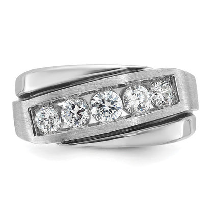 IB Goodman 10k White Gold Mens Polished/Satin/Grooved Holds 1-4.0mm/2-3.7mm/2-3.6mm Stones Ring Mounting