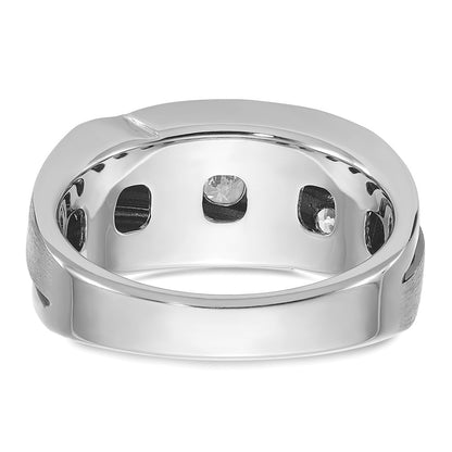 IB Goodman 10k White Gold Mens Polished/Satin/Grooved Holds 1-4.0mm/2-3.7mm/2-3.6mm Stones Ring Mounting