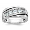 IB Goodman 10k White Gold Mens Polished/Satin/Grooved Holds 1-4.0mm/2-3.7mm/2-3.6mm Stones Ring Mounting
