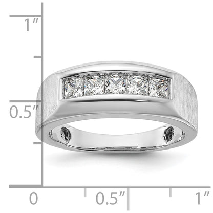 IBGoodman 14k White Gold 1 carat Lab Grown Diamond VS/SI+ G+ Five Stone Complete Polished and Satin Men's Ring