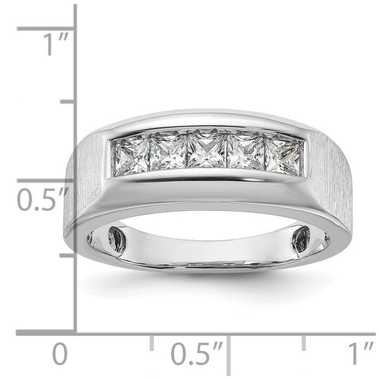IBGoodman 14k White Gold 1 carat Lab Grown Diamond VS/SI+ G+ Five Stone Complete Polished and Satin Men's Ring