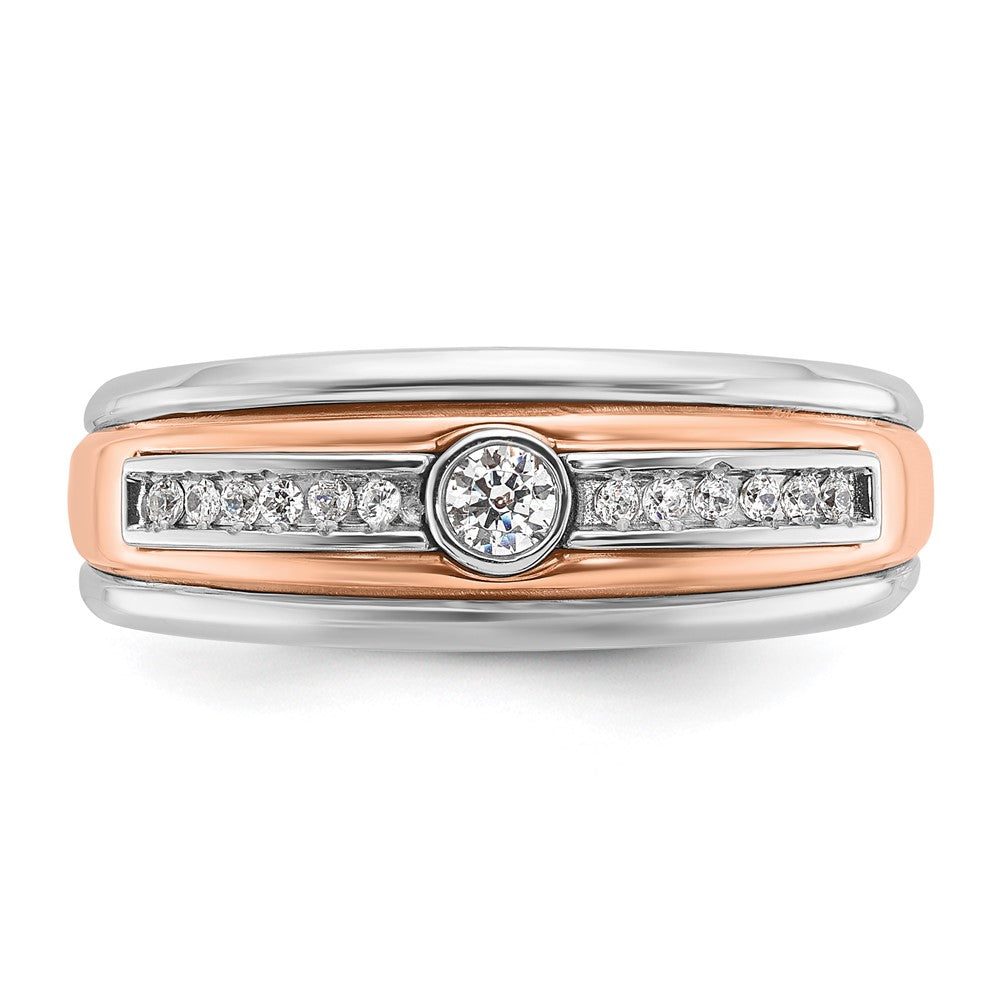 IB Goodman 10k Two-tone White/Rose Gold Mens Holds 1-3.0mm/12-1.3mm Stones Ring Mounting