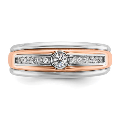 IB Goodman 10k Two-tone White/Rose Gold Mens Holds 1-3.0mm/12-1.3mm Stones Ring Mounting