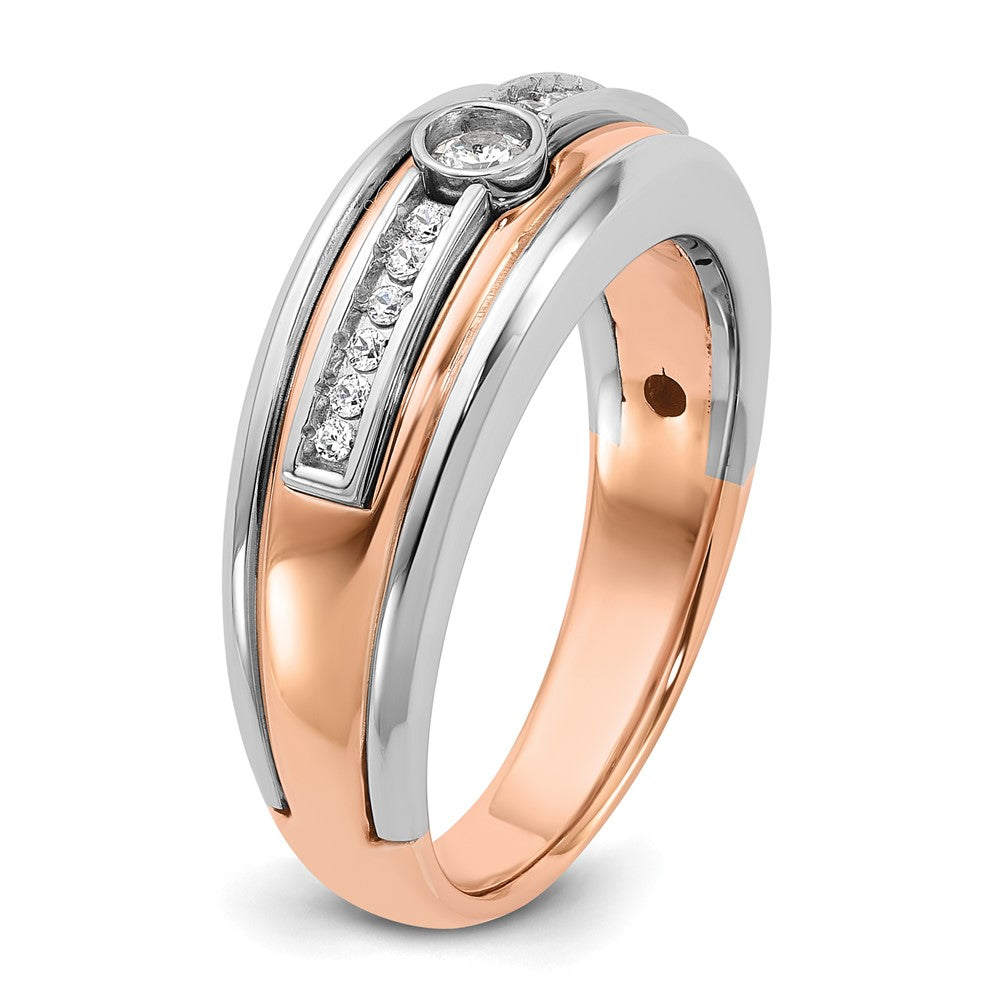 IB Goodman 10k Two-tone White/Rose Gold Mens Holds 1-3.0mm/12-1.3mm Stones Ring Mounting