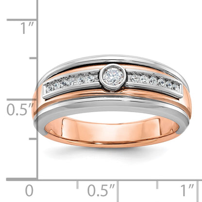 IB Goodman 10k Two-tone White/Rose Gold Mens Holds 1-3.0mm/12-1.3mm Stones Ring Mounting