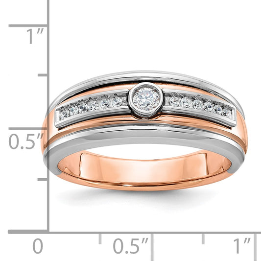 IB Goodman 10k Two-tone White/Rose Gold Mens Holds 1-3.0mm/12-1.3mm Stones Ring Mounting