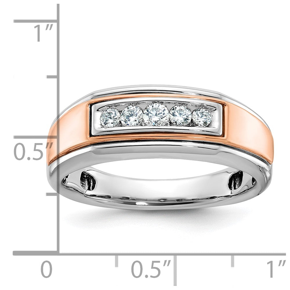 IBGoodman 10k White and Rose Gold Men's Polished 5-Stone 1/4 Carat A Quality Diamond Ring