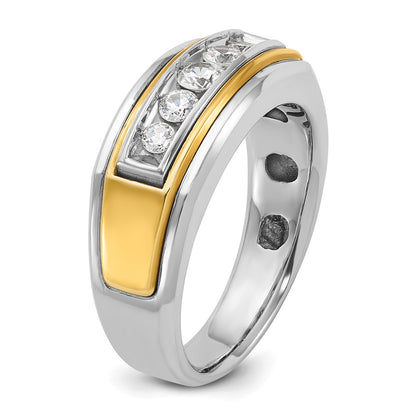 IBGoodman 10k Two-tone Men's Polished 5-Stone 1/2 Carat A Quality Diamond Ring