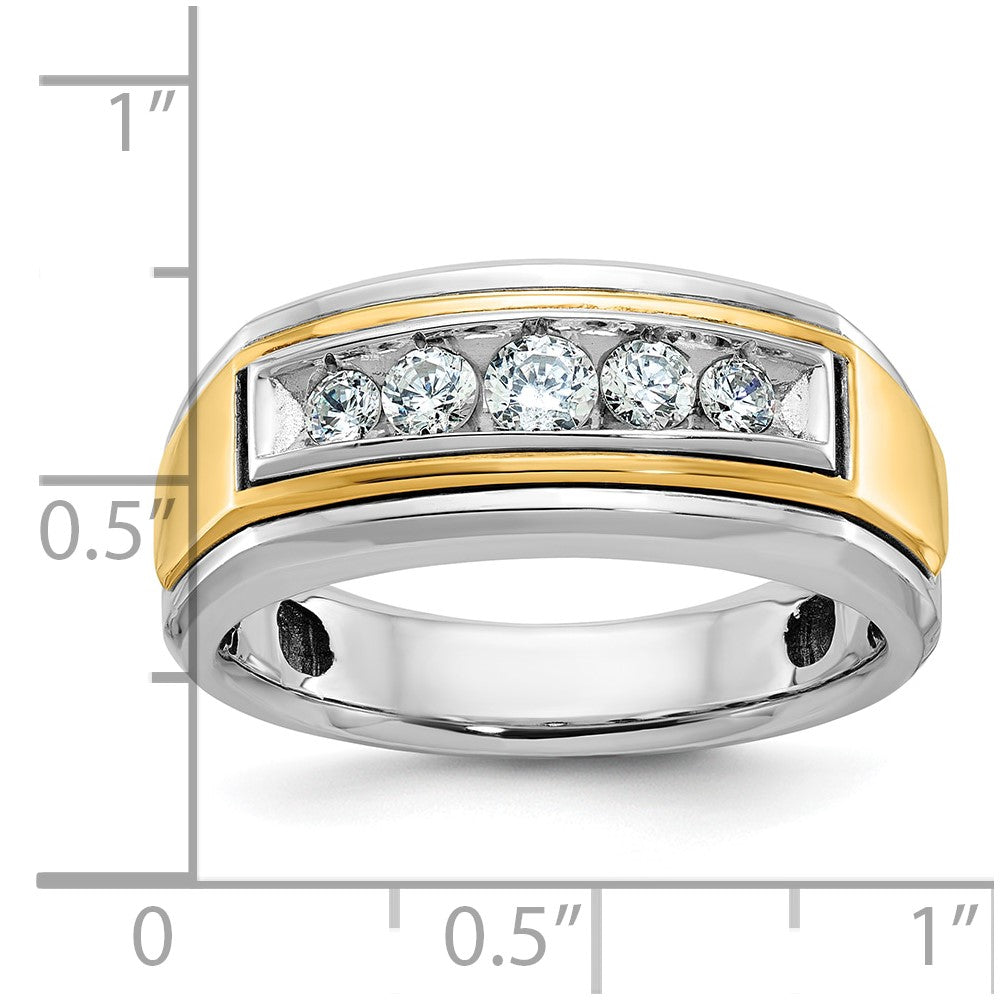 IBGoodman 10k Two-tone Men's Polished 5-Stone 1/2 Carat A Quality Diamond Ring
