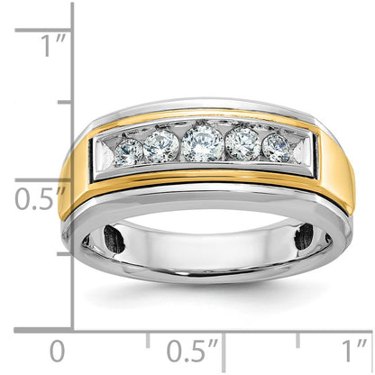 IBGoodman 10k Two-tone Men's Polished 5-Stone 1/2 Carat A Quality Diamond Ring