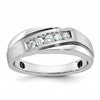 IB Goodman 14k White Gold Polished Satin and Grooved 5-Stone Mens Ring Mounting