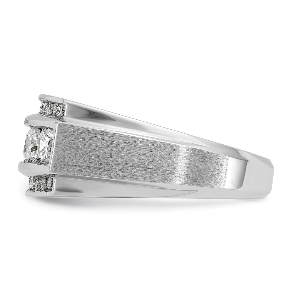IB Goodman 10k White Gold Mens Polished/Satin 3-Row Holds 5-3.7mm/24-1.3mm Stones Ring Mounting