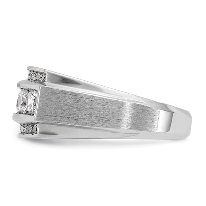IB Goodman 10k White Gold Mens Polished/Satin 3-Row Holds 5-3.7mm/24-1.3mm Stones Ring Mounting