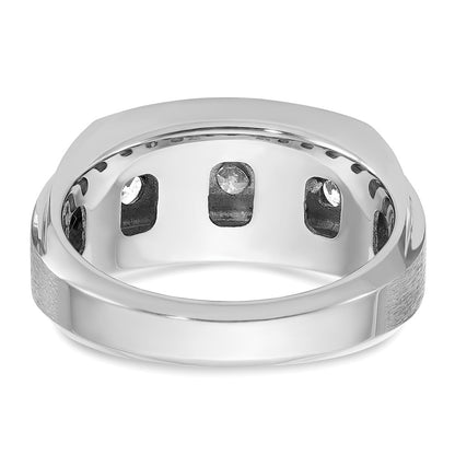 IB Goodman 10k White Gold Mens Polished/Satin 3-Row Holds 5-3.7mm/24-1.3mm Stones Ring Mounting