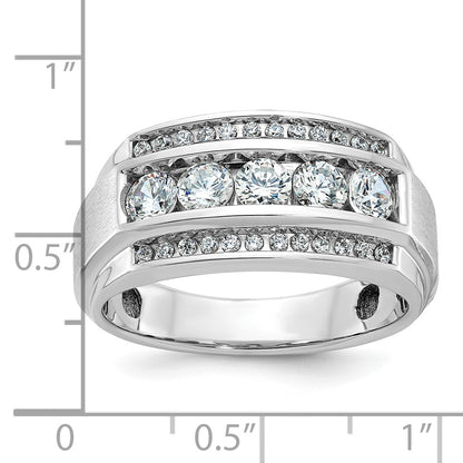 IB Goodman 10k White Gold Mens Polished/Satin 3-Row Holds 5-3.7mm/24-1.3mm Stones Ring Mounting