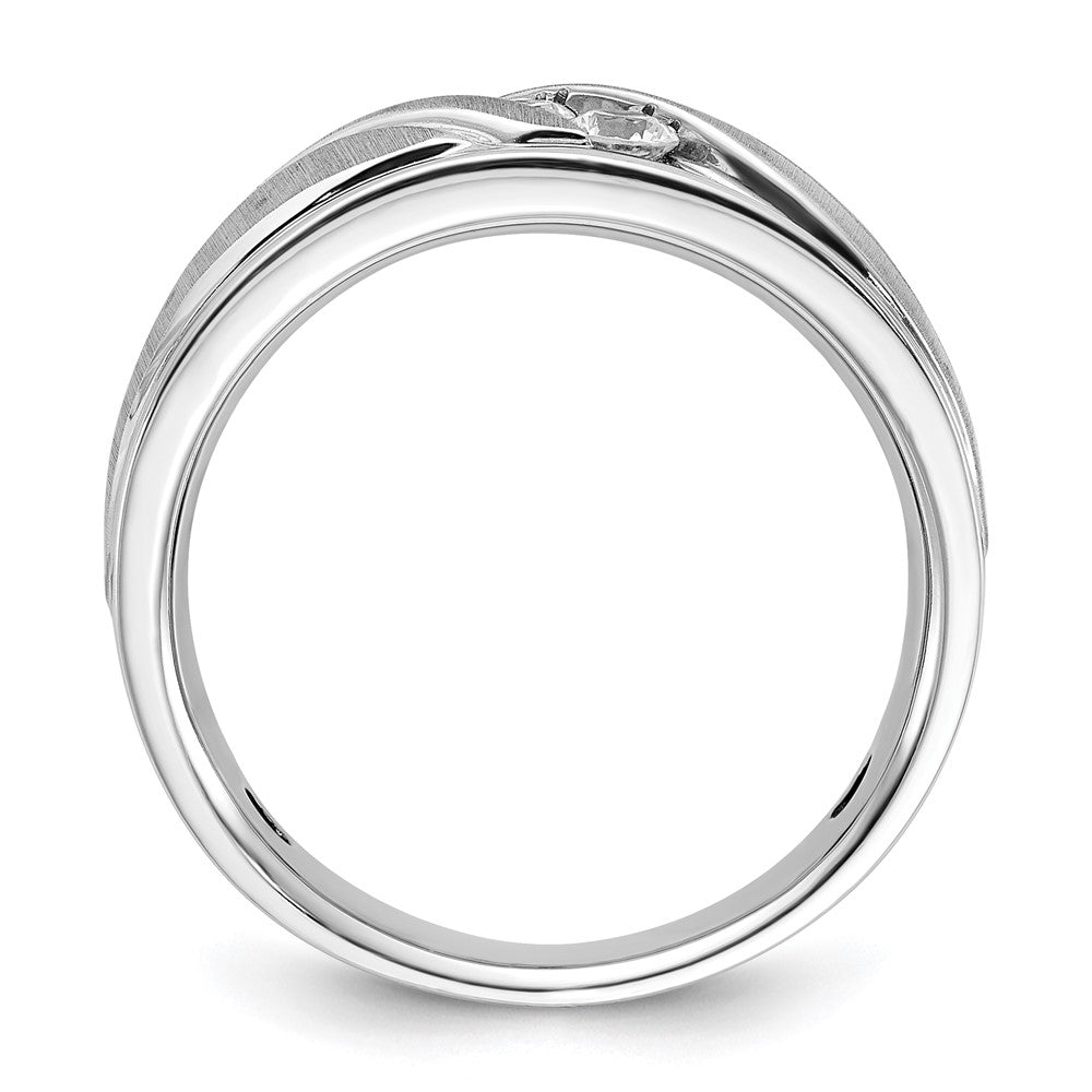 IBGoodman 14k White Gold Polished and Grooved Men's Ring Mounting