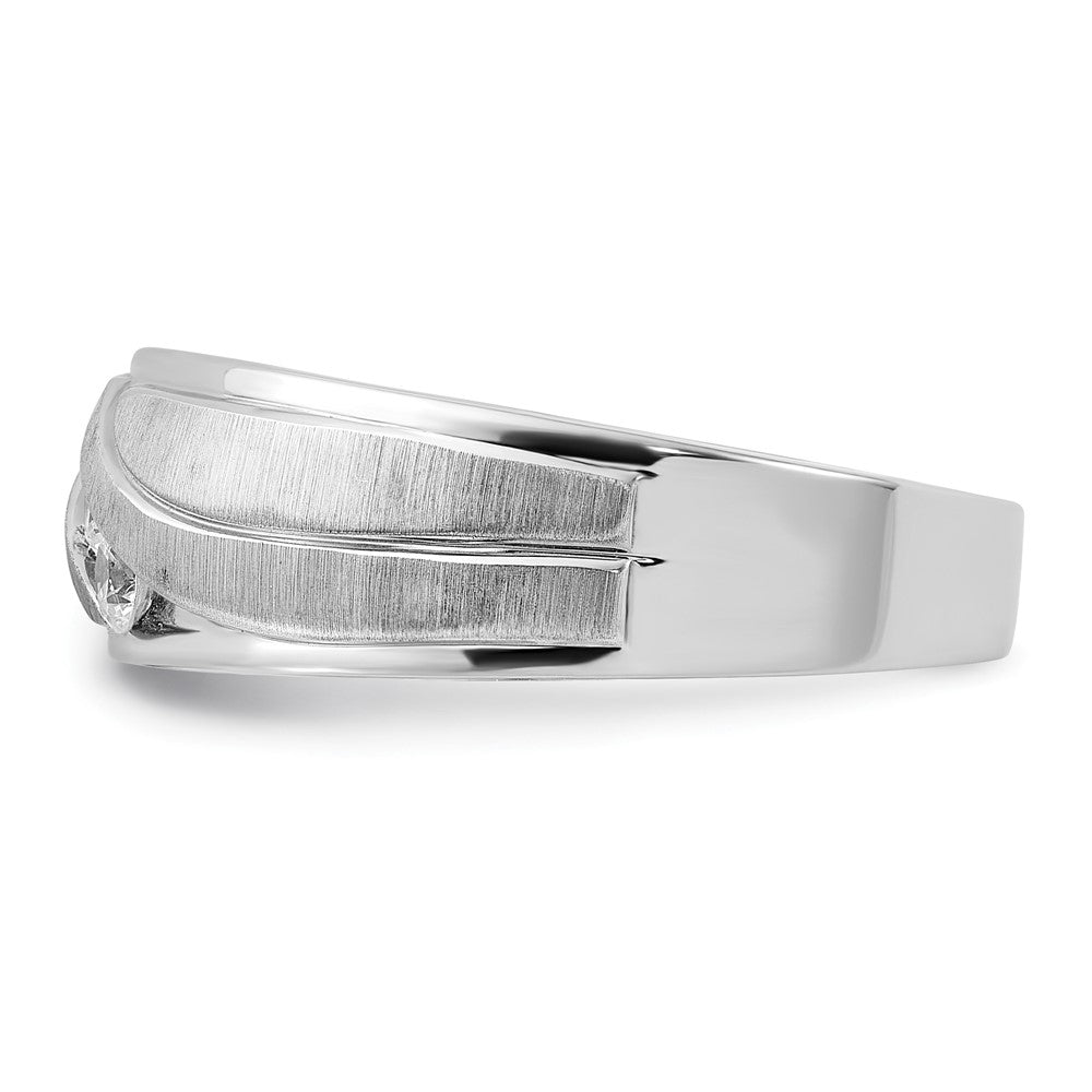 IBGoodman 14k White Gold Polished and Grooved Men's Ring Mounting