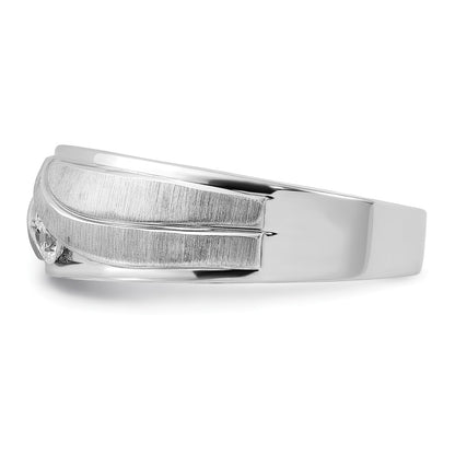 IBGoodman 14k White Gold Polished and Grooved Men's Ring Mounting