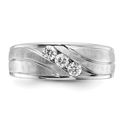 IBGoodman 14k White Gold Polished and Grooved Men's Ring Mounting