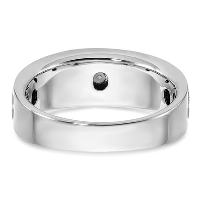 IBGoodman 14k White Gold Polished and Grooved Men's Ring Mounting