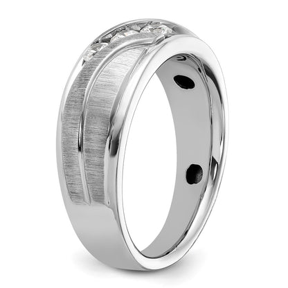 IBGoodman 14k White Gold Polished and Grooved Men's Ring Mounting