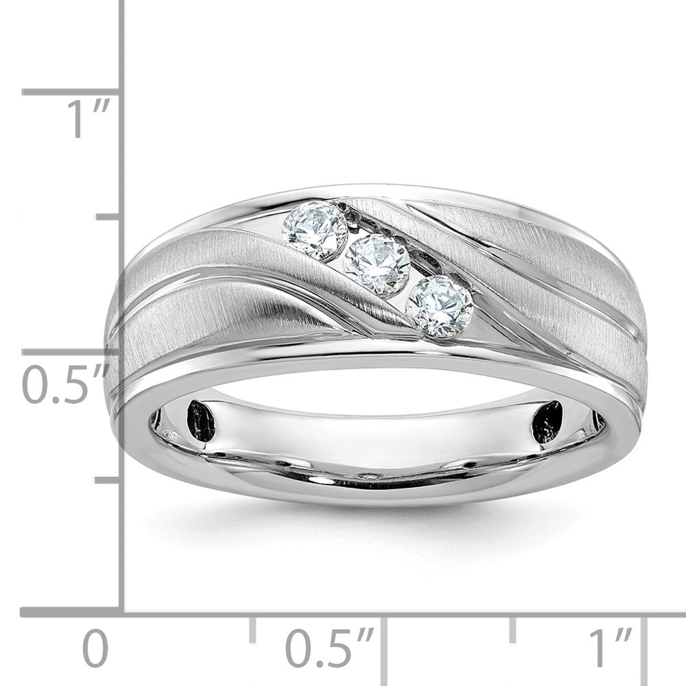 IBGoodman 14k White Gold Polished and Grooved Men's Ring Mounting