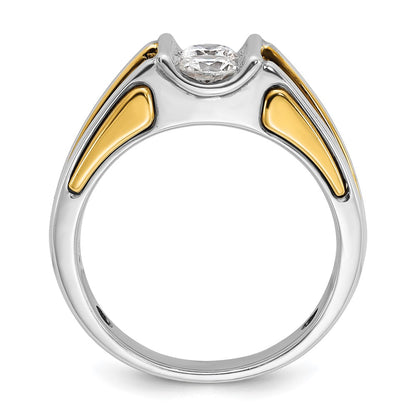 IBGoodman 14k Two-Tone 3/4 carat Lab Grown Diamond VS/SI+ G+ Complete Men's Ring