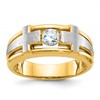 IBGoodman 14k Two tone 1/2 carat Lab Grown Diamond VS/SI+ G+ Complete Polished Satin and Cut Out Men's Cross Ring