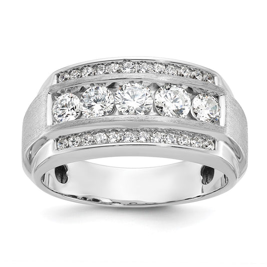 IBGoodman 14k 1 7/8 carat Lab Grown Diamond VS/SI+ G+ Complete Polished and Satin Three Row Men's Ring