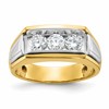 IBGoodman 14k Two-tone 1 carat Lab Grown Diamond VS/SI+ G+ Complete Three Stone Polished and Grooved Men's Ring