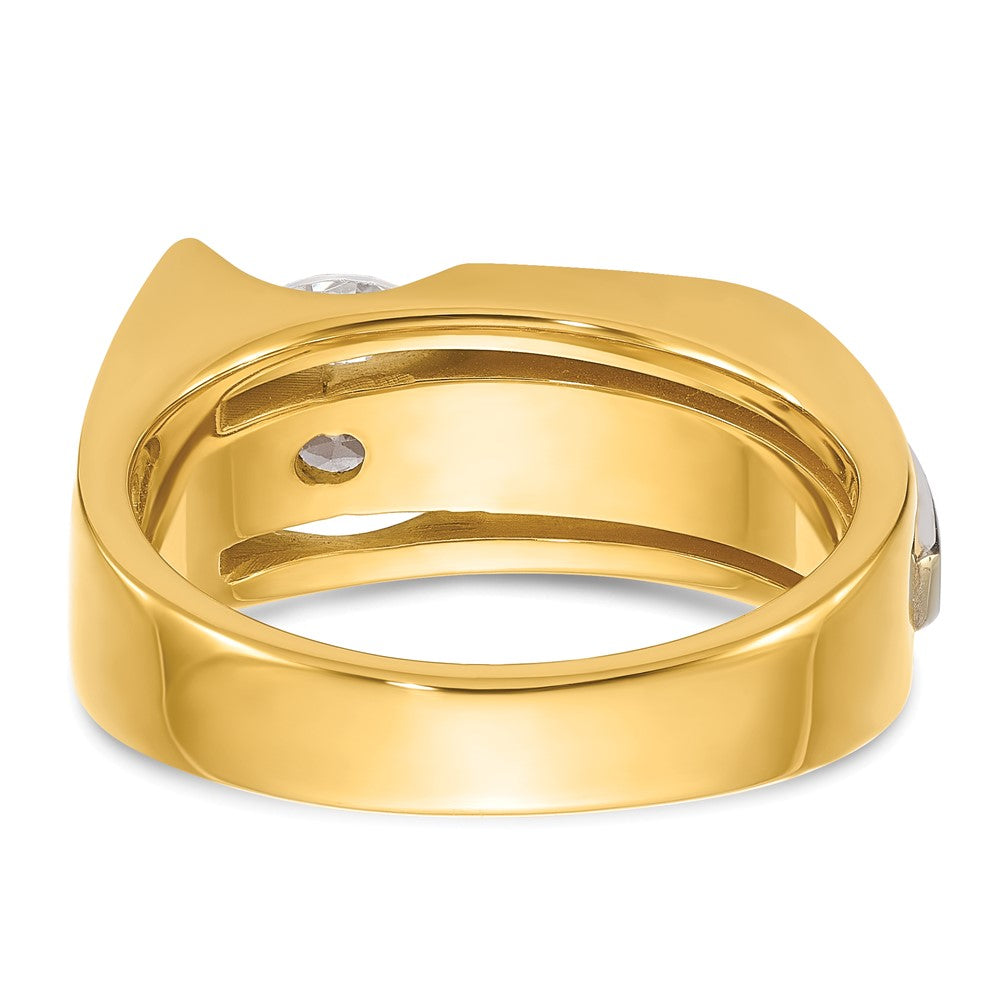 IBGoodman 14k Two-tone 1 1/4 carat Lab Grown Diamond VS/SI+ G+ Complete Polished and Brushed Men's Ring