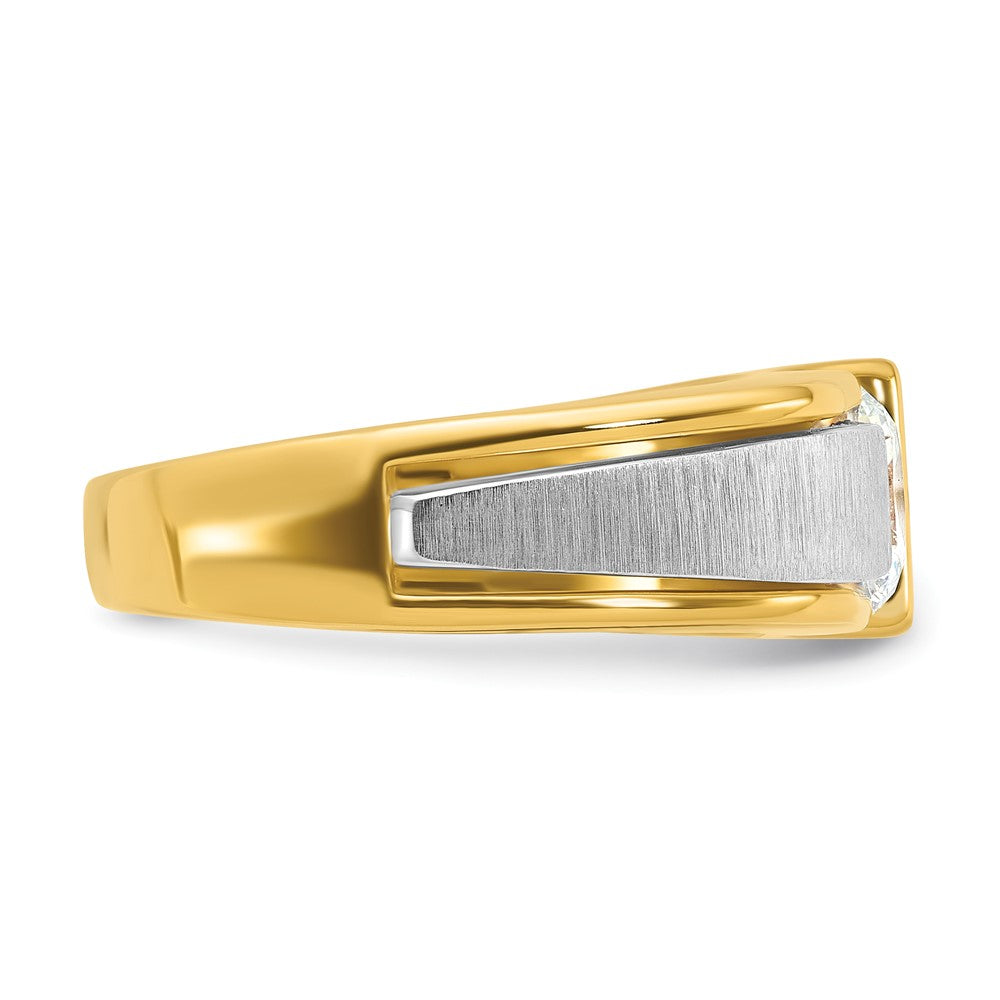 IBGoodman 14k Two-tone 1 1/4 carat Lab Grown Diamond VS/SI+ G+ Complete Polished and Brushed Men's Ring