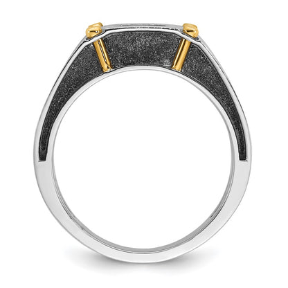 IB Goodman 10k Two-tone Mens Polished and Satin 1/2 carat Diamond Complete Ring