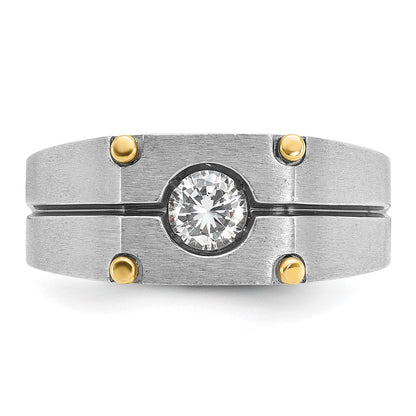 IB Goodman 10k Two-tone Mens Polished and Satin 1/2 carat Diamond Complete Ring