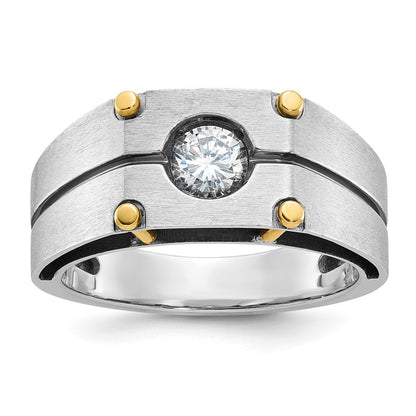 IB Goodman 10k Two-tone Mens Polished and Satin 1/2 carat Diamond Complete Ring