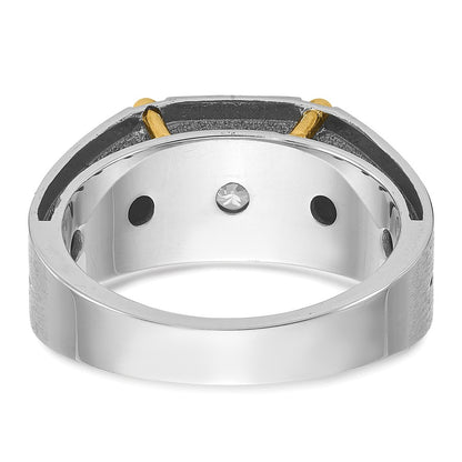IBGoodman 14k Two-tone with Black Rhodium 1/2 carat Lab Grown Diamond VS/SI+ G+ Complete Polished and Satin Men's Ring