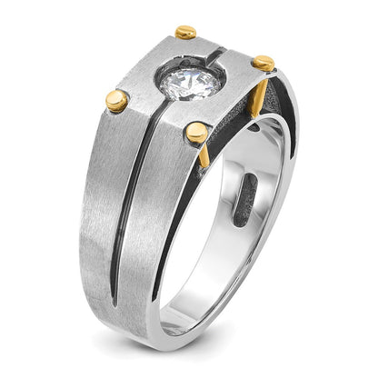 IBGoodman 14k Two-tone with Black Rhodium 1/2 carat Lab Grown Diamond VS/SI+ G+ Complete Polished and Satin Men's Ring
