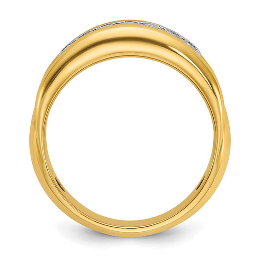 IBGoodman 10k Two-tone Men's Polished and Grooved Bezel Set 7-Stone 1/2 Carat A Quality Diamond Ring