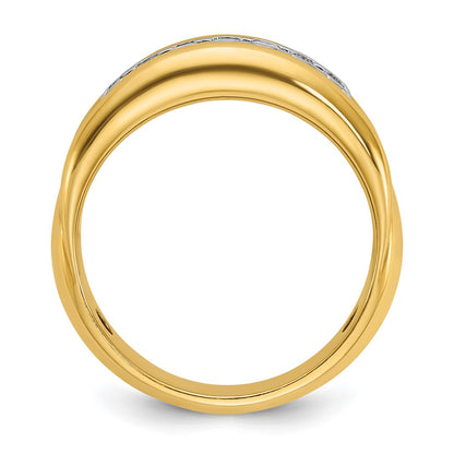IBGoodman 10k Two-tone Men's Polished and Grooved Bezel Set 7-Stone 1/2 Carat A Quality Diamond Ring