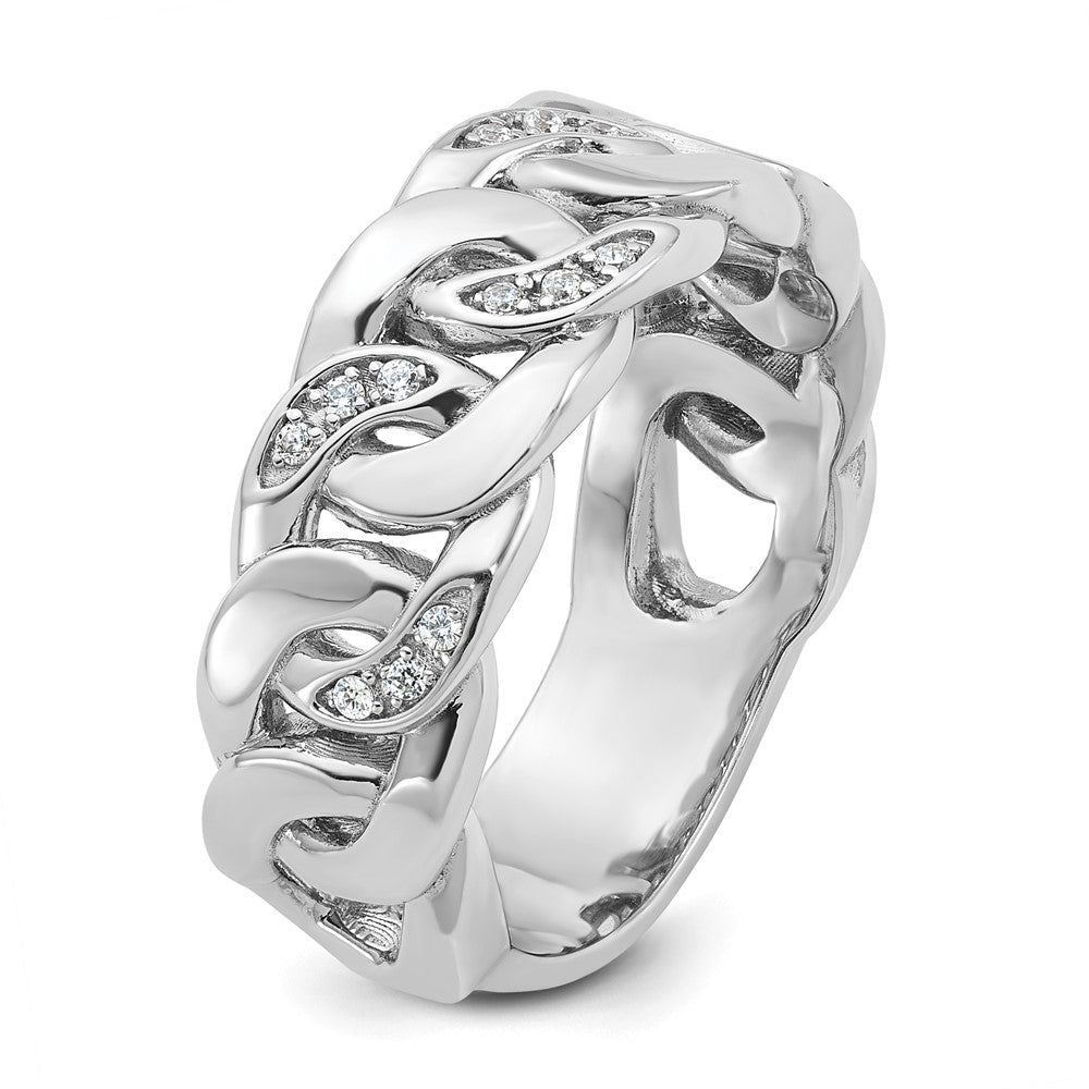 IB Goodman 10k White Gold Mens Link Design 1/6 carat Diamond Complete Ring