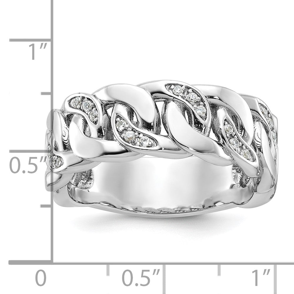 IB Goodman 10k White Gold Mens Link Design 1/6 carat Diamond Complete Ring
