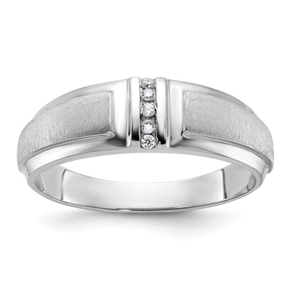 IB Goodman 10k White Gold Mens Polished and Satin Holds 5-1.3mm Stones Ring Mounting