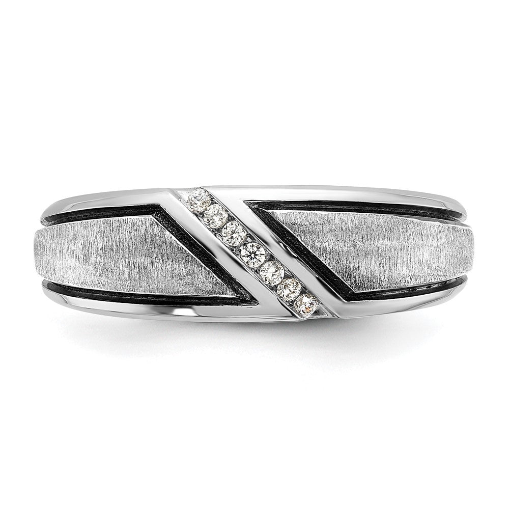 IBGoodman 14k White Gold with Black Rhodium Men's Polished and Satin 1/15 Carat AA Quality Diamond Ring