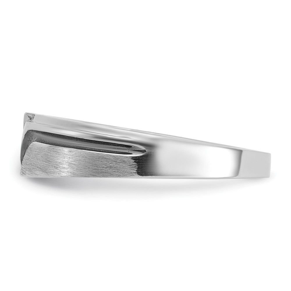 IBGoodman 14k White Gold Polished Satin and Grooved Men's Ring Mounting