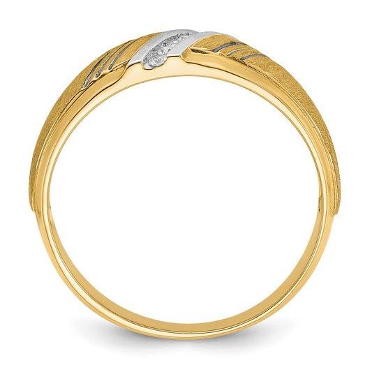 IB Goodman 14k with Black and White Rhodium Mens Polished and Satin 7-Stone 1/20 Carat AA Diamond Ring