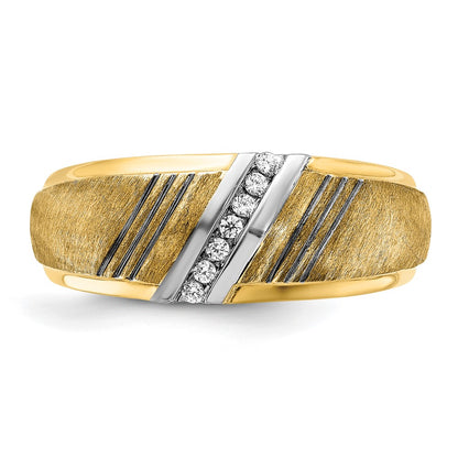 IBGoodman 14k with Black and White Rhodium Men's Polished and Satin 1/20 Carat Lab Grown Diamond Ring