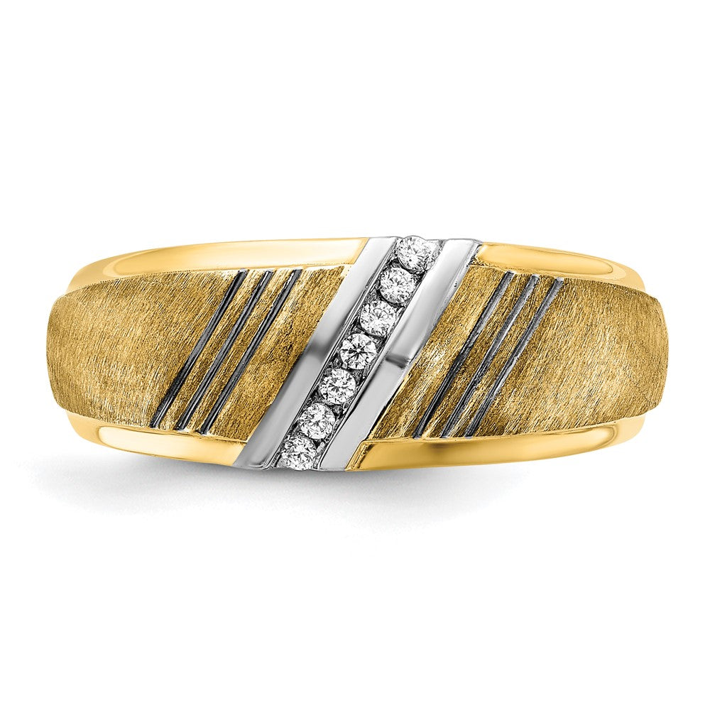 IB Goodman 14k Mens Polished Grooved and Satin 7-Stone Ring Mounting