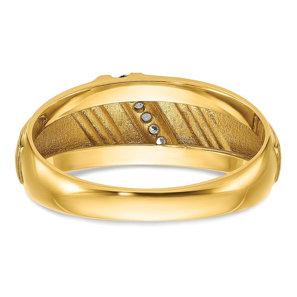 IB Goodman 14k Mens Polished Grooved and Satin 7-Stone Ring Mounting