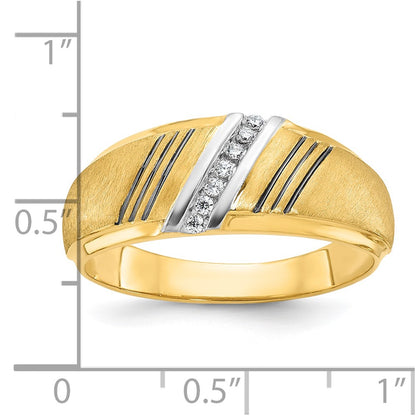 IB Goodman 14k Mens Polished Grooved and Satin 7-Stone Ring Mounting